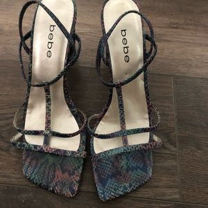 Snake skin strappy heels